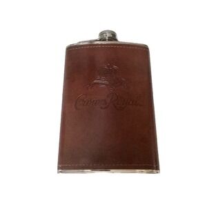Crown‎ Royal flask stainless steel with leather cover. 8oz. New